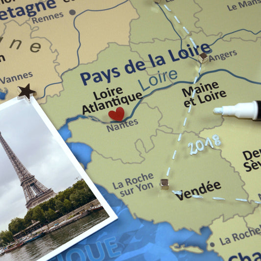 Magnetisches Glasbild - Frankreichkarte Blue Ocean